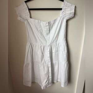 Nordstrom White Button-Front Off-Shoulder Dress Top